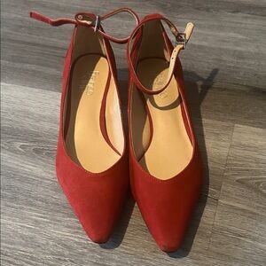 Elegant Red Suede Women's Heels